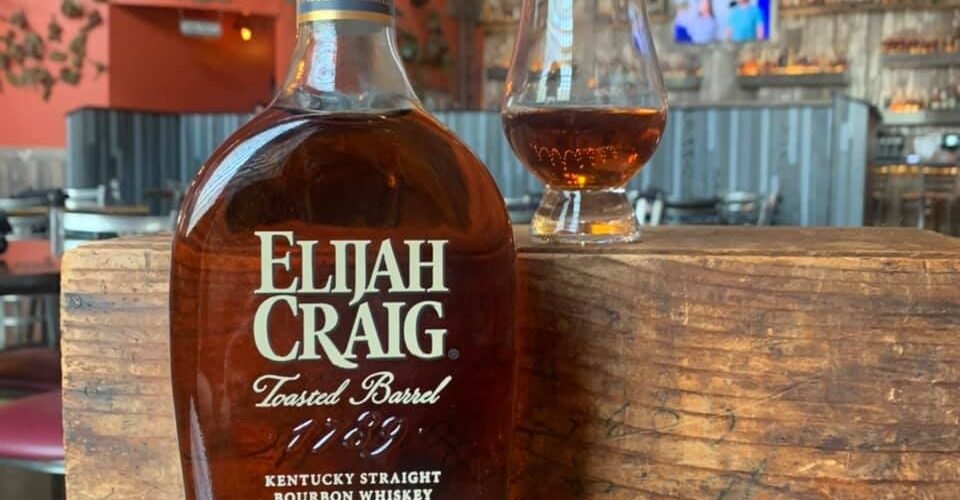 Bottle of Elijah Craig bourbon